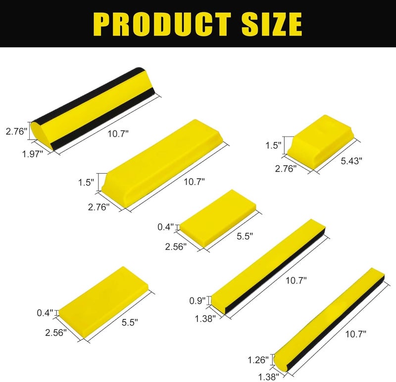 Werhoo Sanding Blocks Auto Body, auto body sanding block, Hand Sanding Block Set 7pcs, Sanding Blocks Auto Body Replaces 3M Sanding Block, fit for Woodworking, Automotive Body and Crafts Polishing - Image 2